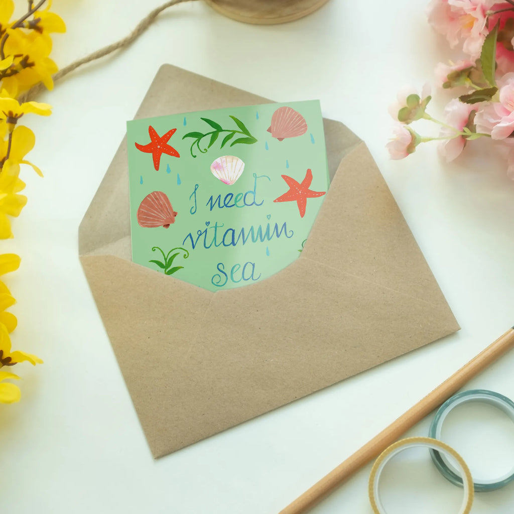 Greetings card Vitamin Sea invitation card, folding card, birthday card, wedding card, greeting card, Nature, joy of life, love, Swimming saying, Vacation at the sea, Beach holiday, Water rat gift, Lake, Vitamin Sea, Swimmer gift
