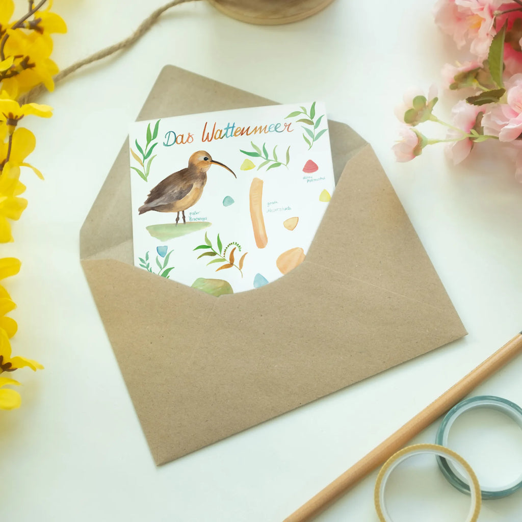 Greetings card Wadden Sea folding card, invitation card, greeting card, birthday card, wedding card, Nature, joy of life, love, Baltic Sea, Gift Maritime, Lake, Shell, Wadden Sea, North Sea, Nature Motif, Flood, Birds, Ebb, Sea, Decoration Bathroom