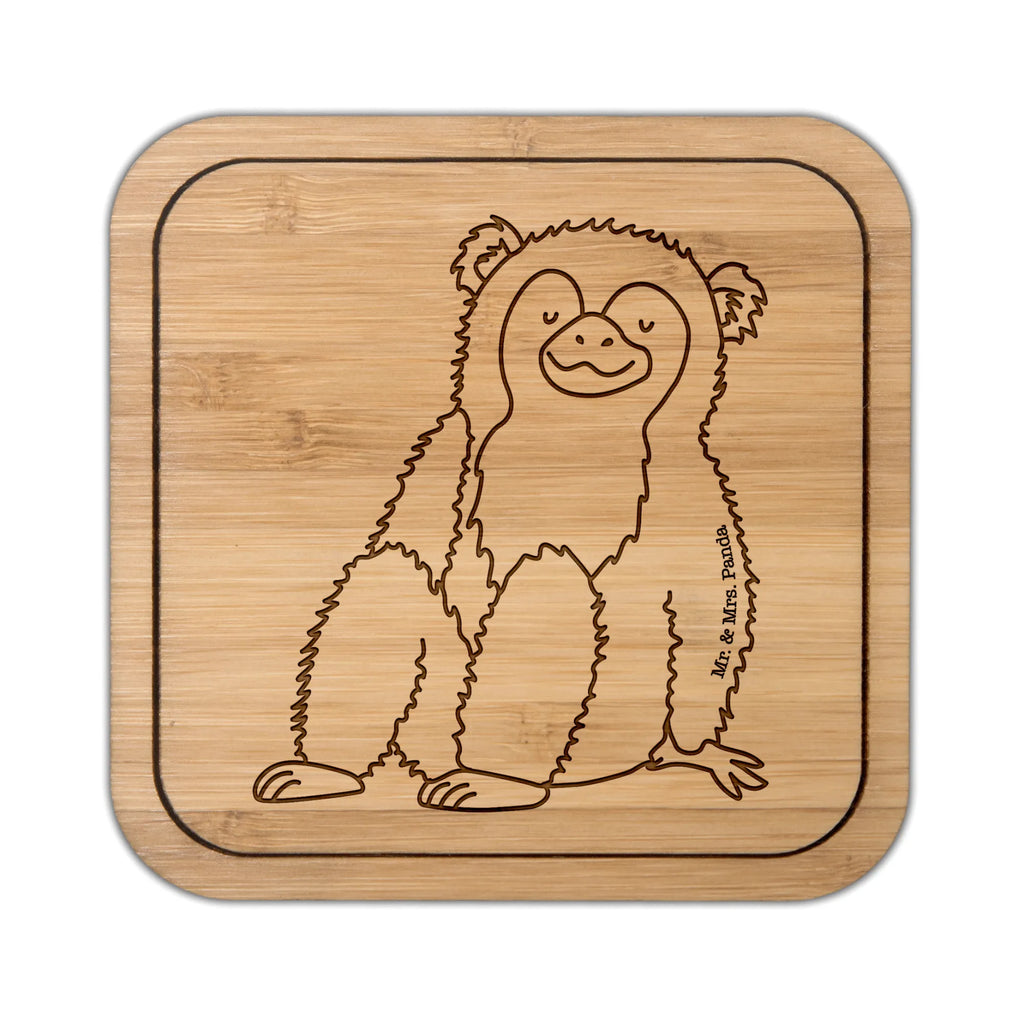 Square coaster Monkey giveaways, party, square, glasses, presents, gifts, gift, glass, glass coasters, coasters, set, breakfast, wood, Africa, love, motivation, self-confidence, respect, monkeys, selfcare, self-esteem, self-love, monkey