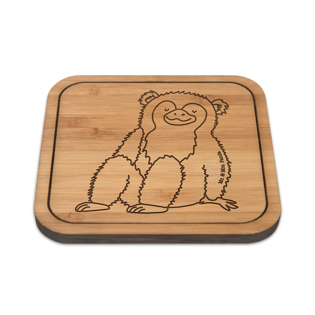 Square coaster Monkey giveaways, party, square, glasses, presents, gifts, gift, glass, glass coasters, coasters, set, breakfast, wood, Africa, love, motivation, self-confidence, respect, monkeys, selfcare, self-esteem, self-love, monkey