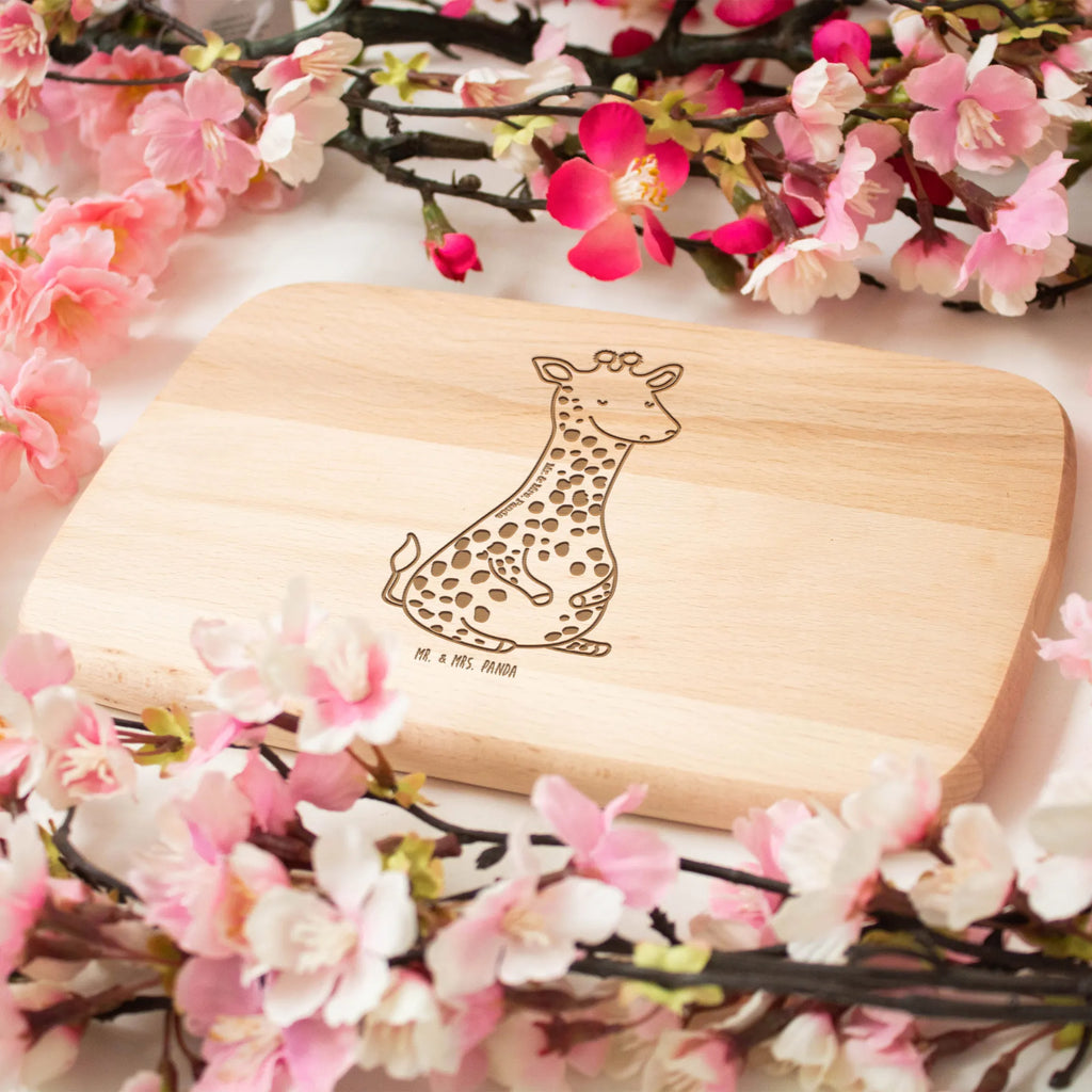 Frühstücksbrett Giraffe Zufrieden Holzbrett, Frühstücksbrett, Küchenbrett, Schneidebrett Holz, Frühstücksbrettchen, Schneidebrett, Afrika, Wildtiere, Giraffe, Abenteuer, Glück, Zufrieden