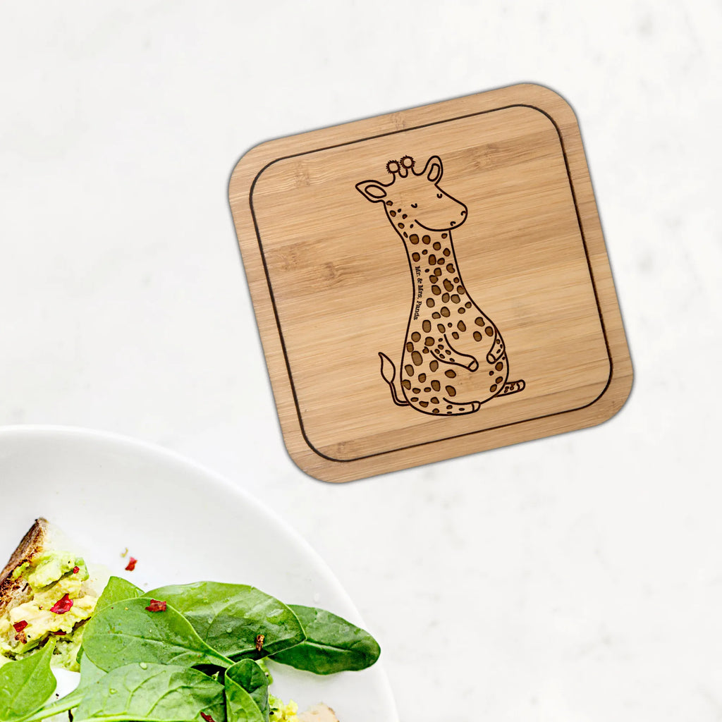 Square coaster giraffe Satisfied glasses, gift, wood, square, set, glass coasters, party, breakfast, coasters, giveaways, presents, glass, gifts, Africa, Happiness, Giraffe, Adventure
