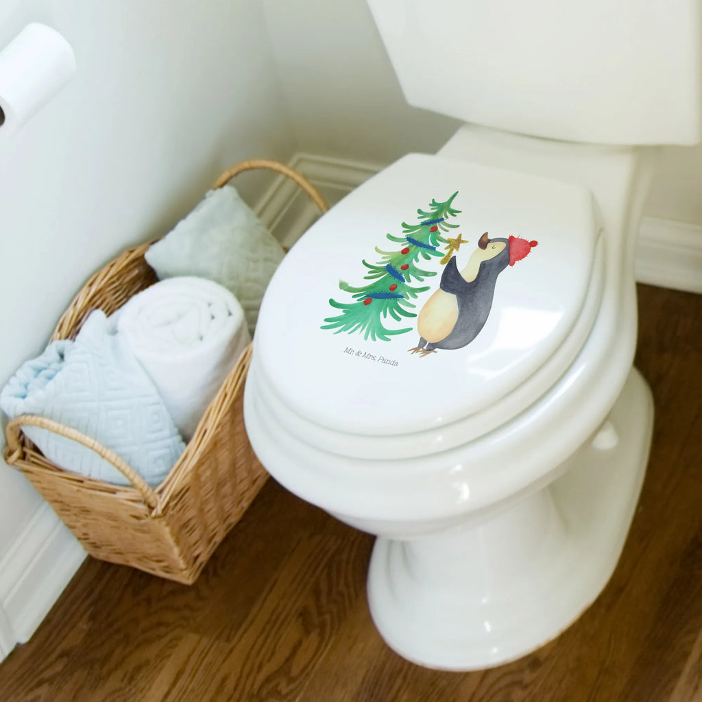 Motiv WC Sitz Pinguin Weihnachtsbaum Toilette, WC-Sitz, Toilettendeckel, Klodeckel, Klobrille, Winter, Weihnachten, Weihnachtsdeko, Nikolaus, Advent, Heiligabend, Wintermotiv, Pinguin