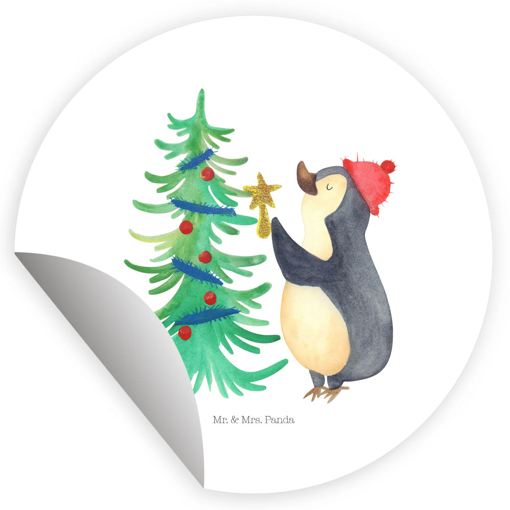 Rund Aufkleber Pinguin Weihnachtsbaum Aufkleber, Kinder, Etikett, Sticker, rund, Winter, Weihnachten, Weihnachtsdeko, Nikolaus, Advent, Heiligabend, Wintermotiv, Pinguin