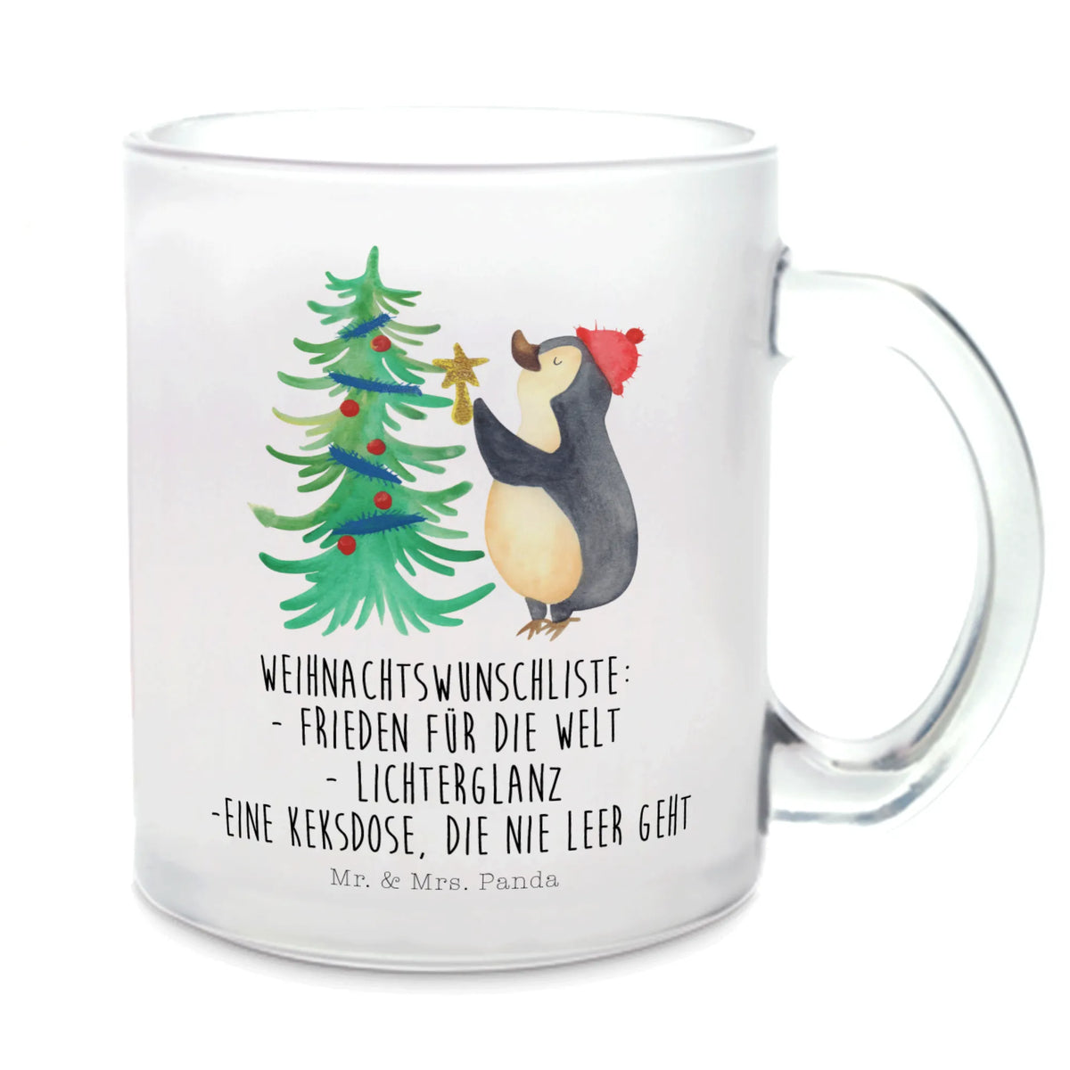 Teetasse Pinguin Weihnachtsbaum Glasbecher, Glas Teebecher, Henkeltasse, Motivtasse, Häferl, Tee Tasse, Teetasse aus Glas, Teetasse, Haferl, Pott, Kakaotasse, Teeglas, getränkeglas, Teetasse Glas, getränkebecher, Henkelbecher, glastasse, Trinkglas, Weihnachten, Winter, Weihnachtsdeko, Nikolaus, Advent, Heiligabend, Wintermotiv, Pinguin