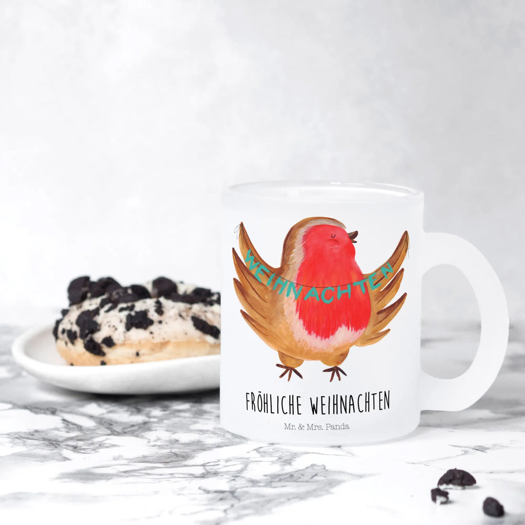 Glass tea cup robin Christmas mug, Tea cup, tea, tea glass, glass, Winter, Christmas, Christmas time, snow, Christmas greeting, xmas, bird, Christmas Eve, Merry Christmas, Christmas motif, winter