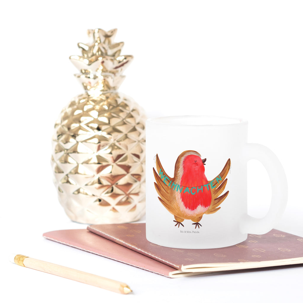 Glass tea cup robin Christmas mug, Tea cup, tea, tea glass, glass, Winter, Christmas, Christmas time, snow, Christmas greeting, xmas, bird, Christmas Eve, Merry Christmas, Christmas motif, winter