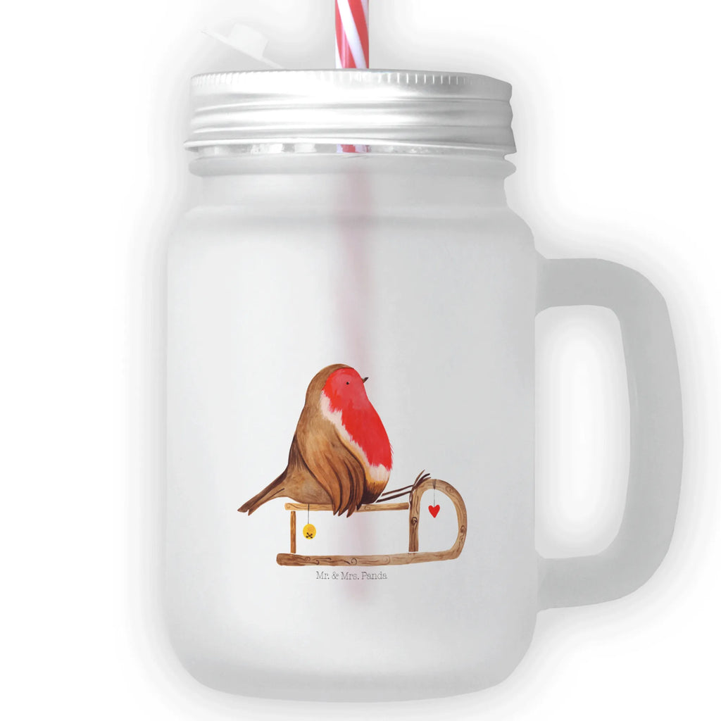 Szklanka Mason Jar rudzik sanki Zima, Boże Narodzenie, dekoracje świąteczne, Mikołaj, Adwent, Wigilia, zimowy motyw