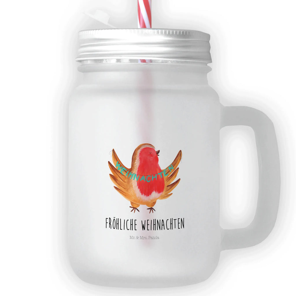 Mason jar drinking glass robin Christmas preserving glass, Mason Jar, summer glass, handle glass, glass, cocktail glass, drinking glass, Winter, Christmas, Christmas time, snow, Christmas motif, Merry Christmas, bird, winter, Christmas Eve, xmas, Christmas greeting