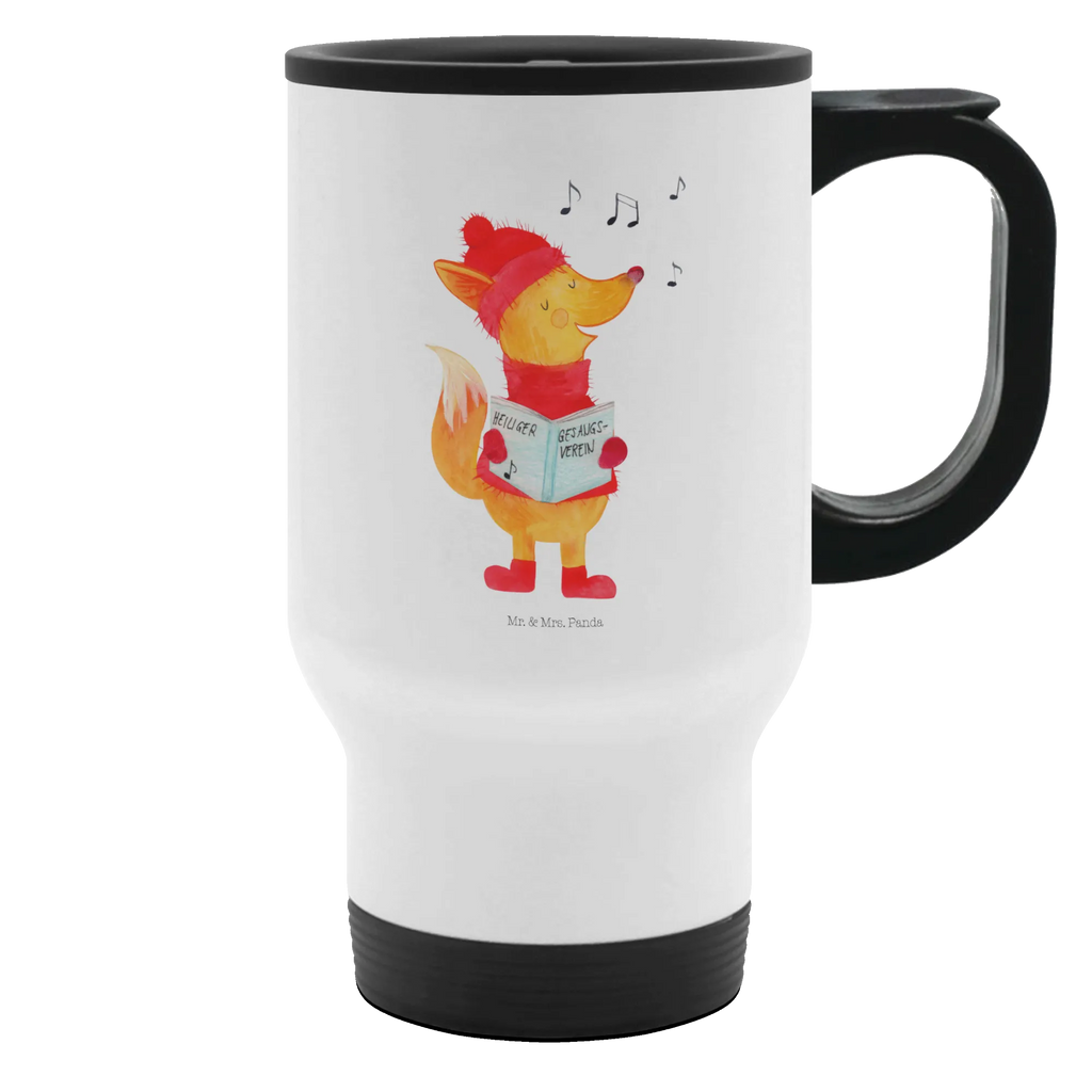 Insulated mug Fox Singer travel mug, Thermo cup, travel coffee mug, To Go mug, Insulated mug, Coffee mug, Thermo mug, Winter, Christmas, Christmas time, snow