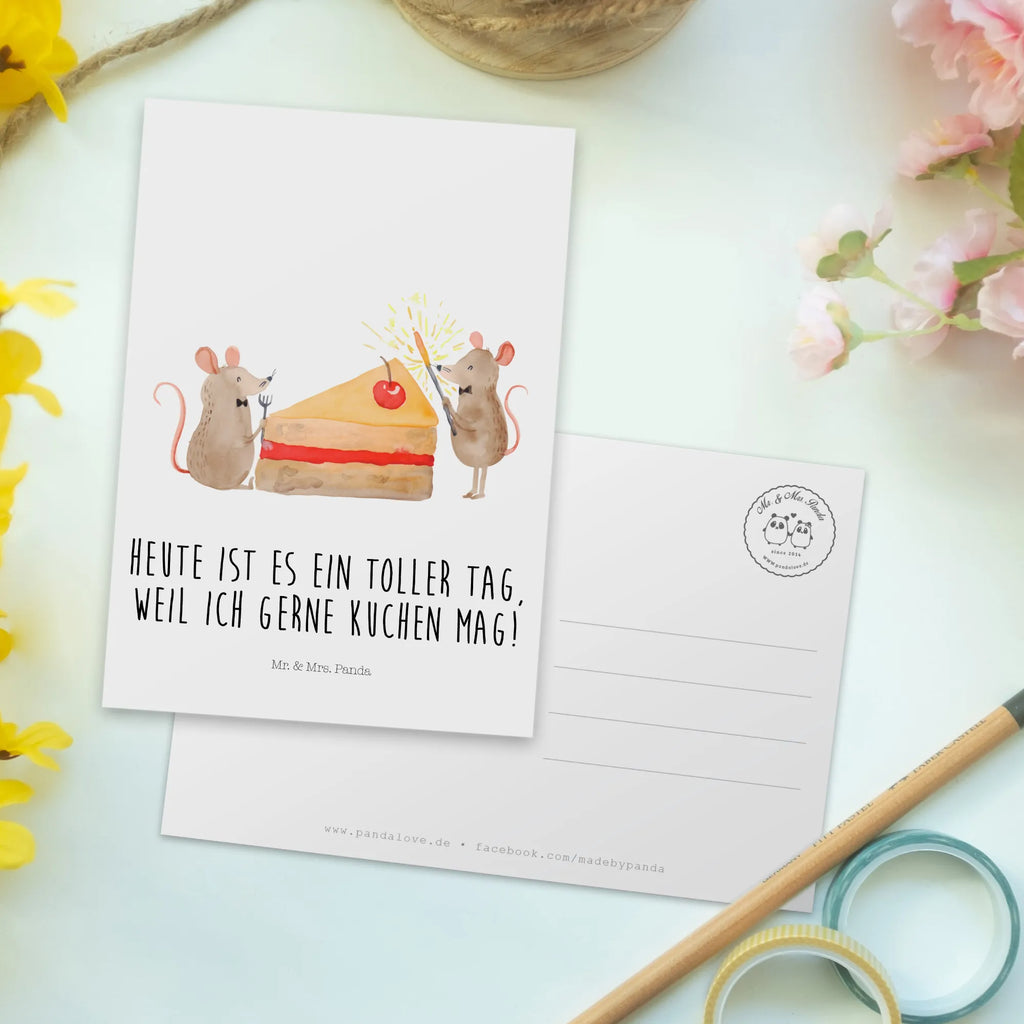 Pocztówka myszy ciasto Urodziny, prezent urodzinowy, prezent