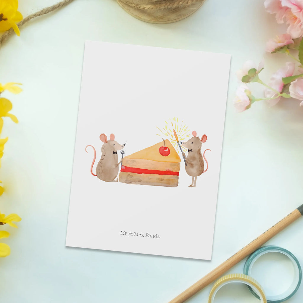 Pocztówka myszy ciasto Urodziny, prezent urodzinowy, prezent