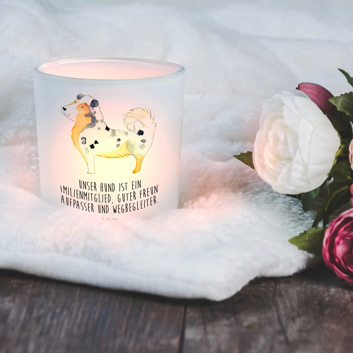 Lantern Dog Australia Shepherd tealight holder, glass tealight, Wind light, dog, mutt, hound, woof, dog mama, dog breed, love dogs, love for dogs, dog decorative items, bag with dog print, funny gifts for dog owners, what do you give a dog lover, Christmas gifts for dogs, gifts for dogs, dog sayings, Sayings, Family dog, Shepherd, Saying, Dog, Dog love, Australia Shepherd