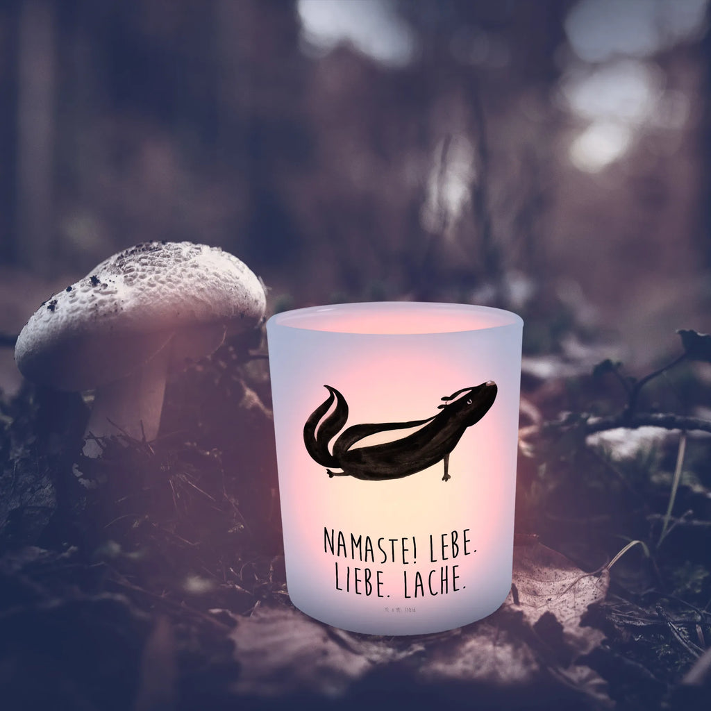 Lantern skunk yoga Wind light, glass tealight, tealight holder, Skunk, Namaste, Wild animal, Predator, Love, Stinky, Stinker, Yoga, Laugh, Live