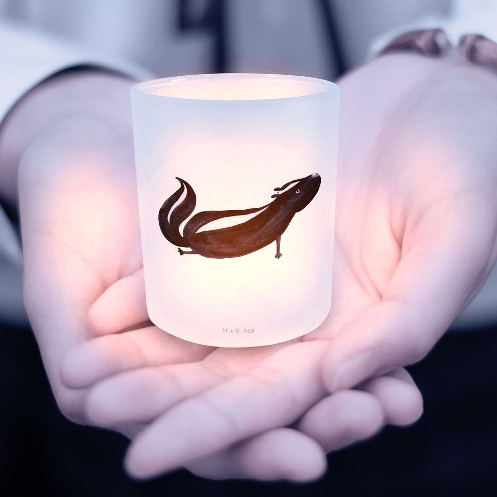 Lantern skunk yoga Wind light, glass tealight, tealight holder, Skunk, Namaste, Wild animal, Predator, Love, Stinky, Stinker, Yoga, Laugh, Live