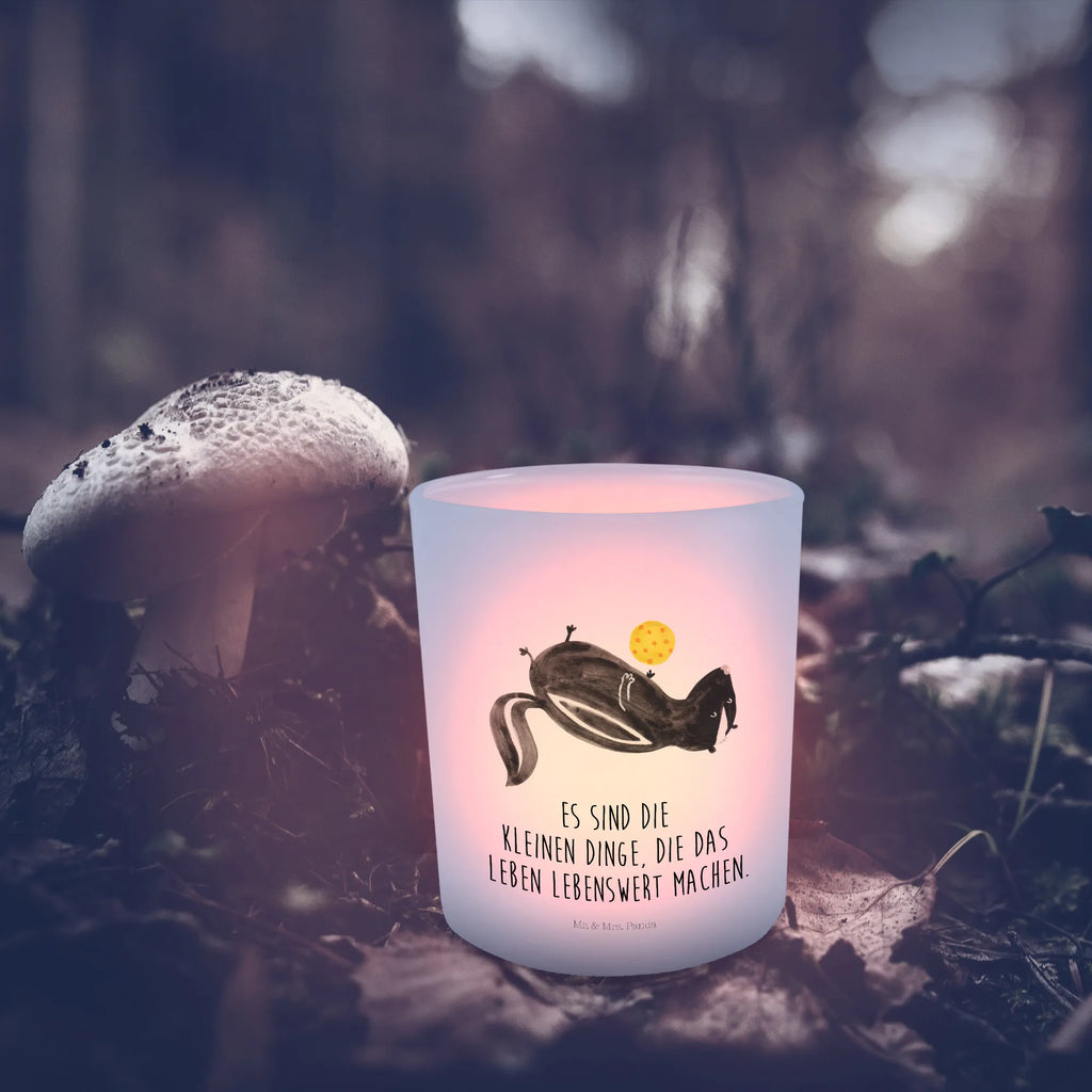 Lantern skunk ball glass tealight, Wind light, tealight holder, Skunk, wild animal, skunk, stinky, stinker, playful, predator, wisdom