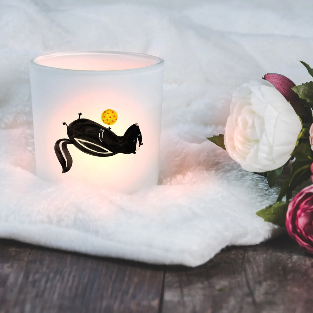 Lantern skunk ball glass tealight, Wind light, tealight holder, Skunk, wild animal, skunk, stinky, stinker, playful, predator, wisdom