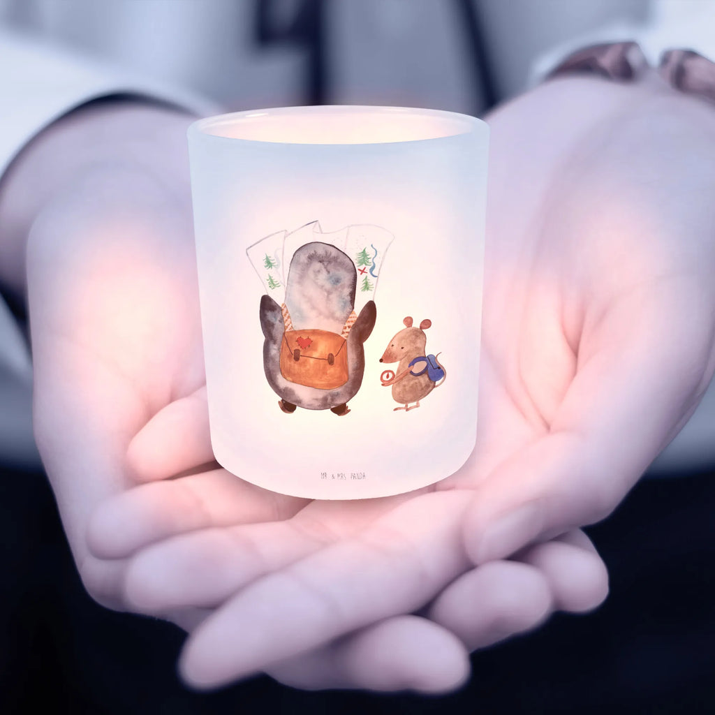 Lantern Penguin & Mouse Hiker tealight holder, glass tealight, Wind light, Penguin, North Pole, Winter, Penguins, adventure, penguins, hiking, adventurer, excursion, road trip, wanderlust, penguin
