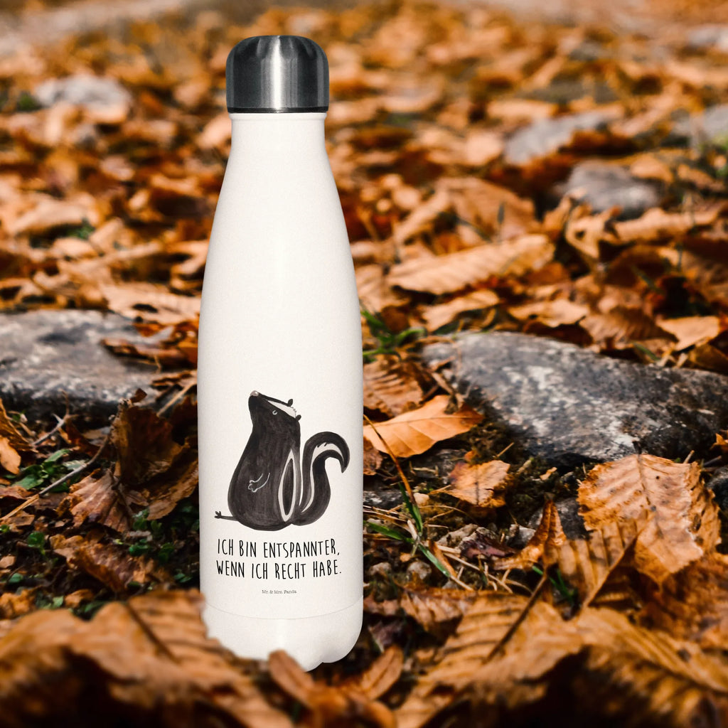 Insulated bottle skunk Sit Thermos bottles, stainless steel, Thermos bottle, Thermos bottle 500ml, Thermos, Skunk, stinker, law, skunk, know-it-all, office, stinky, predator, wild animal, slogan