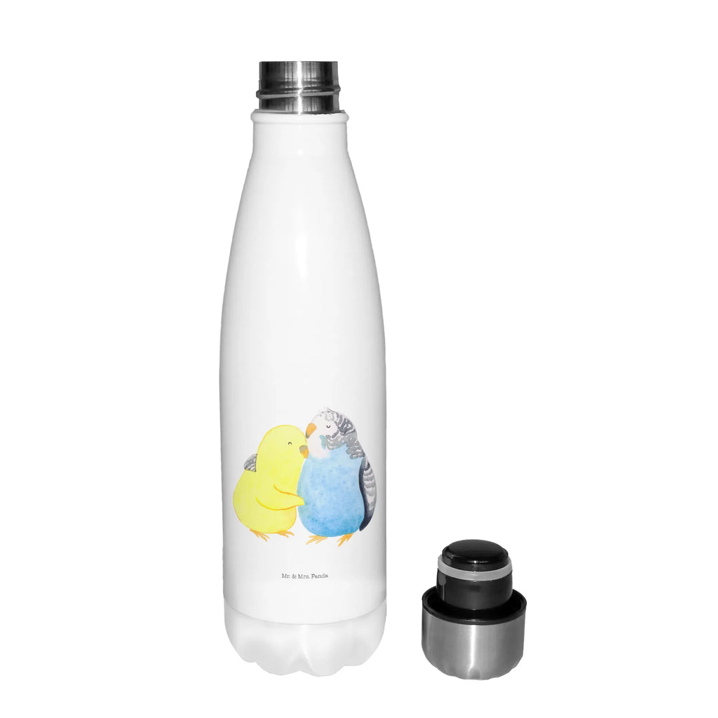 Insulated bottle Parakeets in love Thermos, Thermos bottles, stainless steel, Thermos bottle 500ml, Thermos bottle, Love, Loving, Two, Together, Marriage, Engagement, Proposal of marriage, Love gift, gift for her, gift for him, anniversary gift, trust, cuddling, budgie, birds, closeness, love