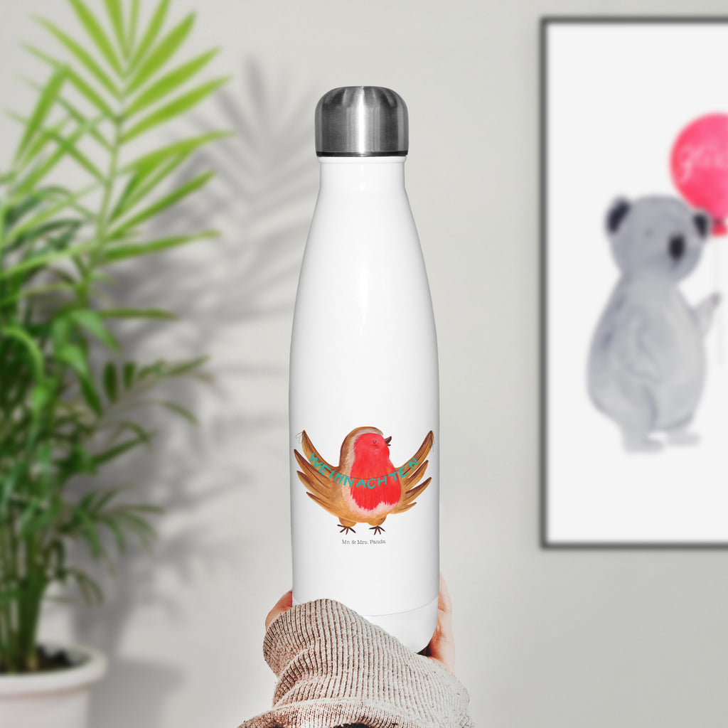 Insulated bottle robin Christmas Thermos bottle 500ml, Thermos bottle, stainless steel, Thermos, Thermos bottles, Winter, Christmas, Christmas time, snow, Christmas Eve, Christmas greeting, bird, Merry Christmas, xmas, winter, Christmas motif
