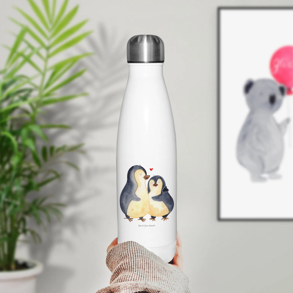 Insulated bottle Penguin embrace Thermos bottles, stainless steel, Thermos bottle 500ml, Thermos, Thermos bottle, Penguin, North Pole, Winter, Penguins, engagement, proof of love, penguin, wedding gift, love gift, anniversary, lovers, wedding day, wedding, love
