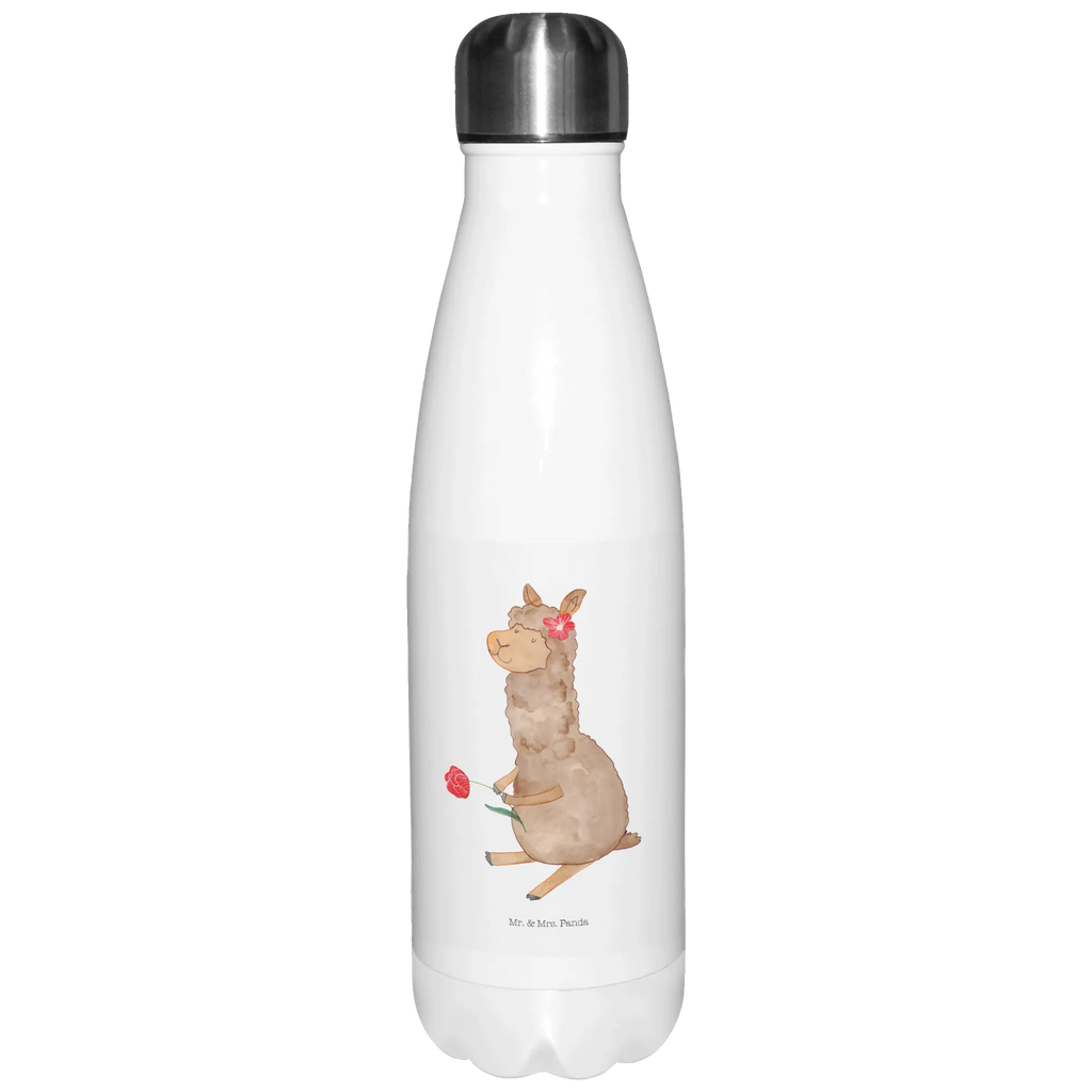 Insulated bottle alpaca flower Thermos, Thermos bottle, stainless steel, Thermos bottle 500ml, Thermos bottles, alpaca, llama, pako, camel, Peru, animal, favourite animal, llamas, flower, Alpaca