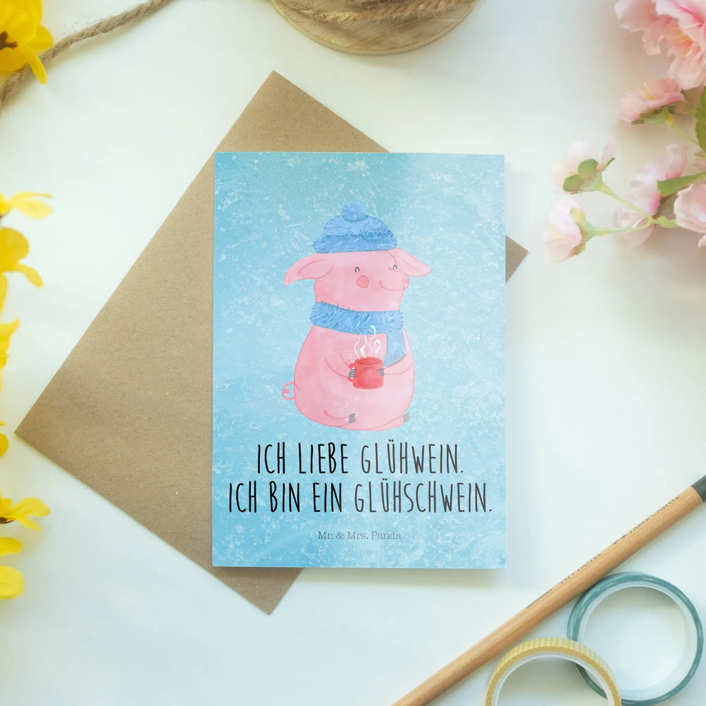 Kartka okolicznościowa świnia grzane wino Klappkarte, Karte, Einladungskarte, Geburtstagskarte, Grußkarte, Hochzeitskarte, Glückwunschkarte, Ansichtskarten, Winter, Weihnachten, Weihnachtsdeko, Nikolaus, Advent, Heiligabend, Wintermotiv, Glühschwein, Weihnachtsmarkt, Glühwein, Punsch