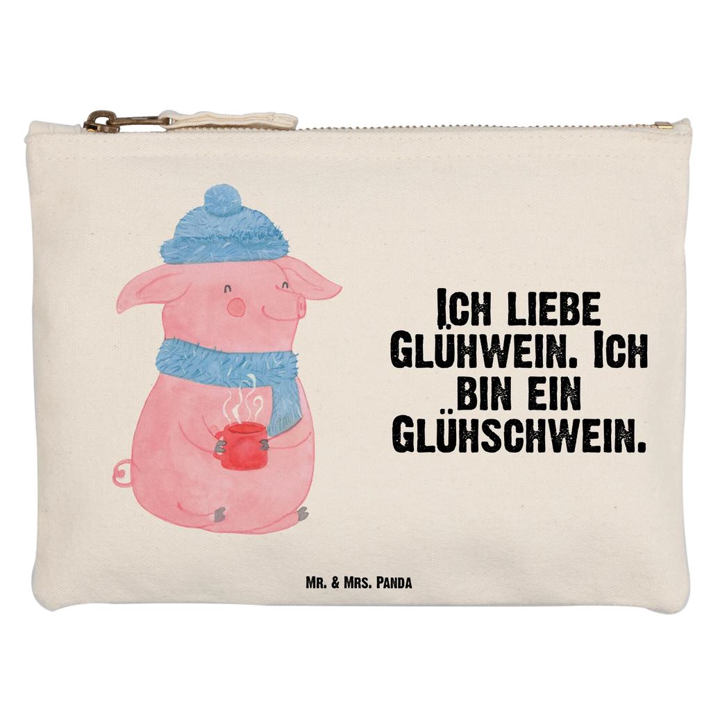 Schminktasche Schwein Glühwein Kosmetiktasche, Mäppchen, toiletry bag, Schminkbeutel, Waschtasche, Kulturbeutel, Kosmetikbeutel, Stiftemäppchen, Schminktäschchen, utensilientasche, Schlampermäppchen, Etui, pencil case, Kulturtasche, beauty tasche, beauty case, pinsel tasche, aufbewahrungsbeutel, aufbewahrungstasche, Schminktasche, Waschbeutel, kosmetiktäschchen, Federmappe, Heiligabend, Wintermotiv, Nikolaus, Weihnachtsdeko, Advent, Winter, Weihnachten, Glühschwein, Weihnachtsmarkt, Punsch, Glühwein
