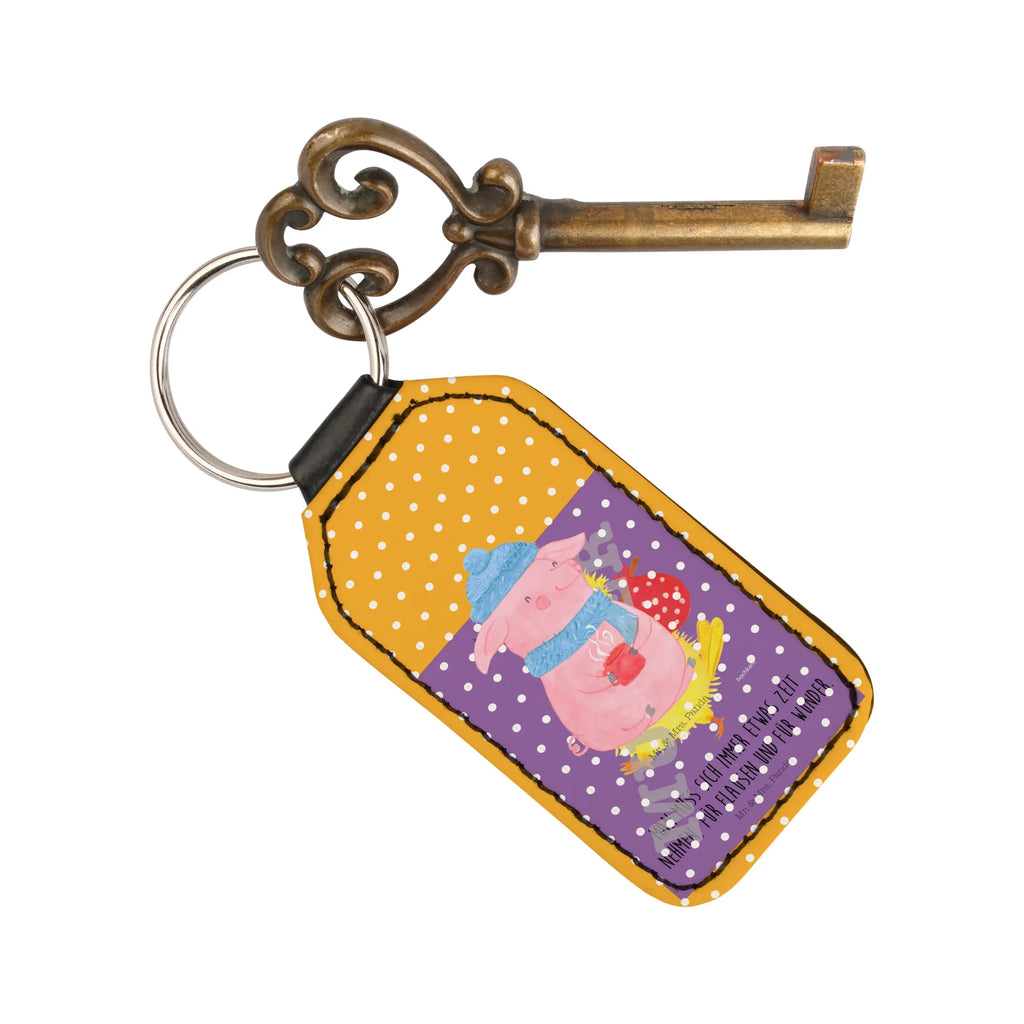 Rectangular key ring Pig Mulled wine keychain, pendant, lucky charm, key ring, bag pendant, Winter, Christmas, Christmas time, snow, punch, Christmas market, mulled pig, mulled wine