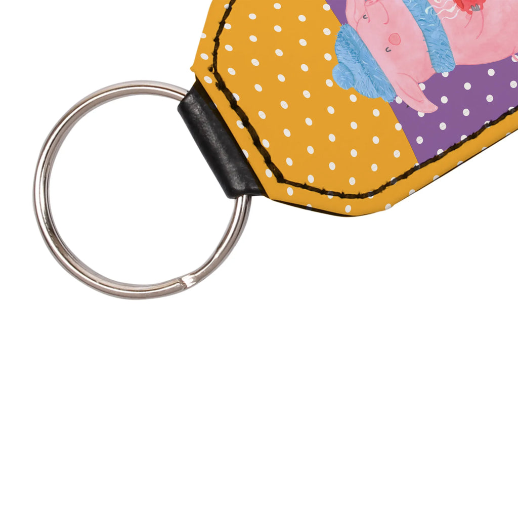 Rectangular key ring Pig Mulled wine keychain, pendant, lucky charm, key ring, bag pendant, Winter, Christmas, Christmas time, snow, punch, Christmas market, mulled pig, mulled wine