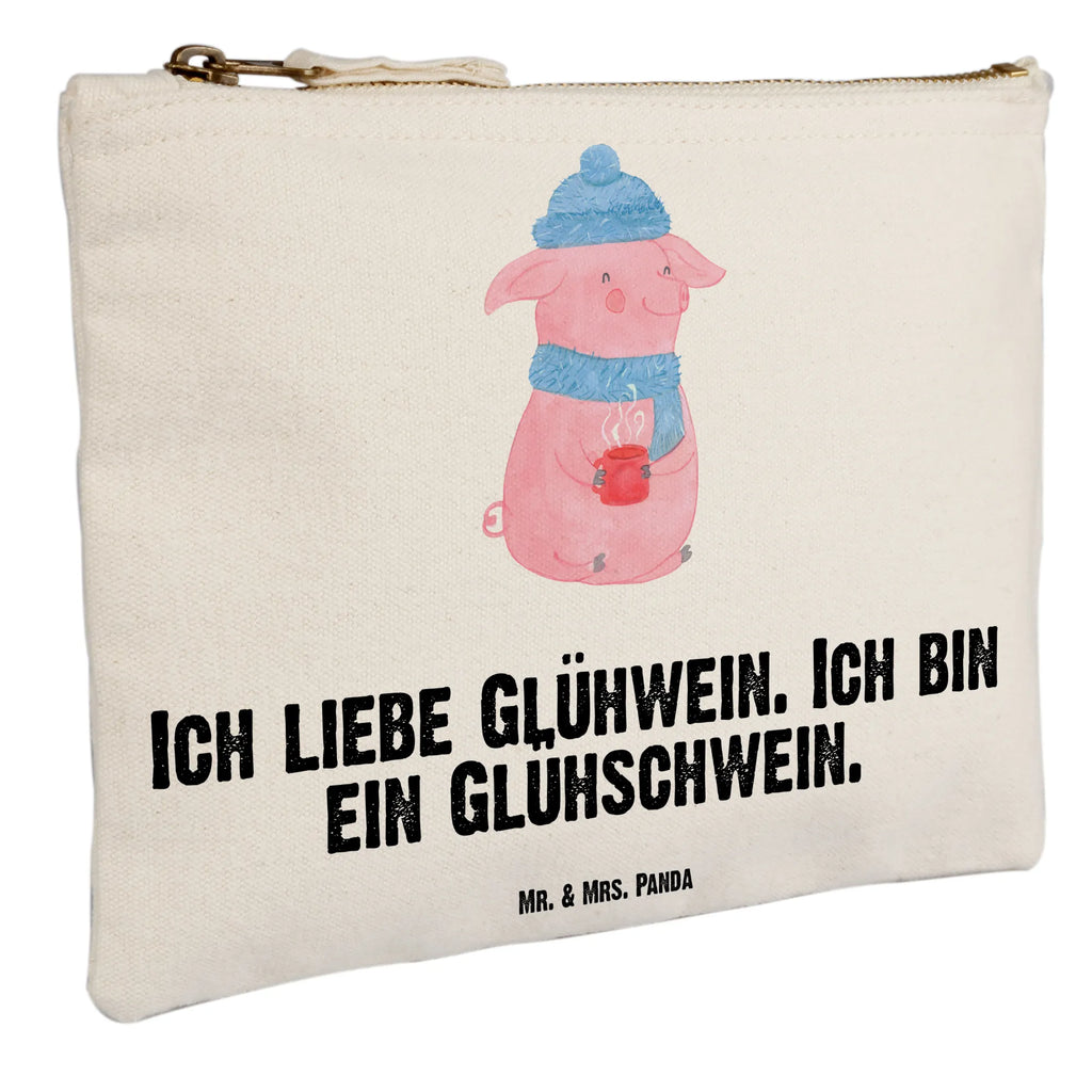 Schminktasche Schwein Glühwein Kosmetiktasche, Mäppchen, toiletry bag, Schminkbeutel, Waschtasche, Kulturbeutel, Kosmetikbeutel, Stiftemäppchen, Schminktäschchen, utensilientasche, Schlampermäppchen, Etui, pencil case, Kulturtasche, beauty tasche, beauty case, pinsel tasche, aufbewahrungsbeutel, aufbewahrungstasche, Schminktasche, Waschbeutel, kosmetiktäschchen, Federmappe, Heiligabend, Wintermotiv, Nikolaus, Weihnachtsdeko, Advent, Winter, Weihnachten, Glühschwein, Weihnachtsmarkt, Punsch, Glühwein