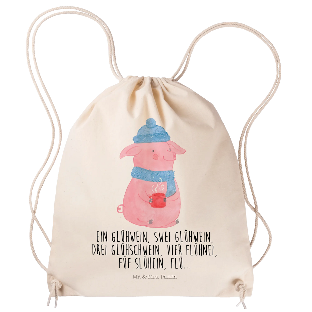 Drawstring bag piggy Mulled wine hipster, bag, gym bag, sports bag, carrier bag, jute bag, Winter, Christmas, Christmas time, snow, mulled wine, saying, Christmas market, drunk