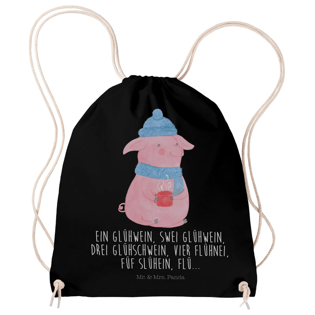Drawstring bag piggy Mulled wine hipster, bag, gym bag, sports bag, carrier bag, jute bag, Winter, Christmas, Christmas time, snow, mulled wine, saying, Christmas market, drunk
