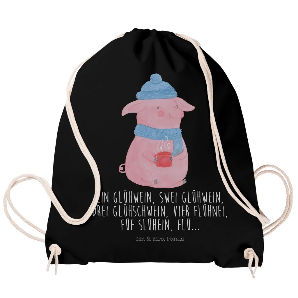 Drawstring bag piggy Mulled wine hipster, bag, gym bag, sports bag, carrier bag, jute bag, Winter, Christmas, Christmas time, snow, mulled wine, saying, Christmas market, drunk