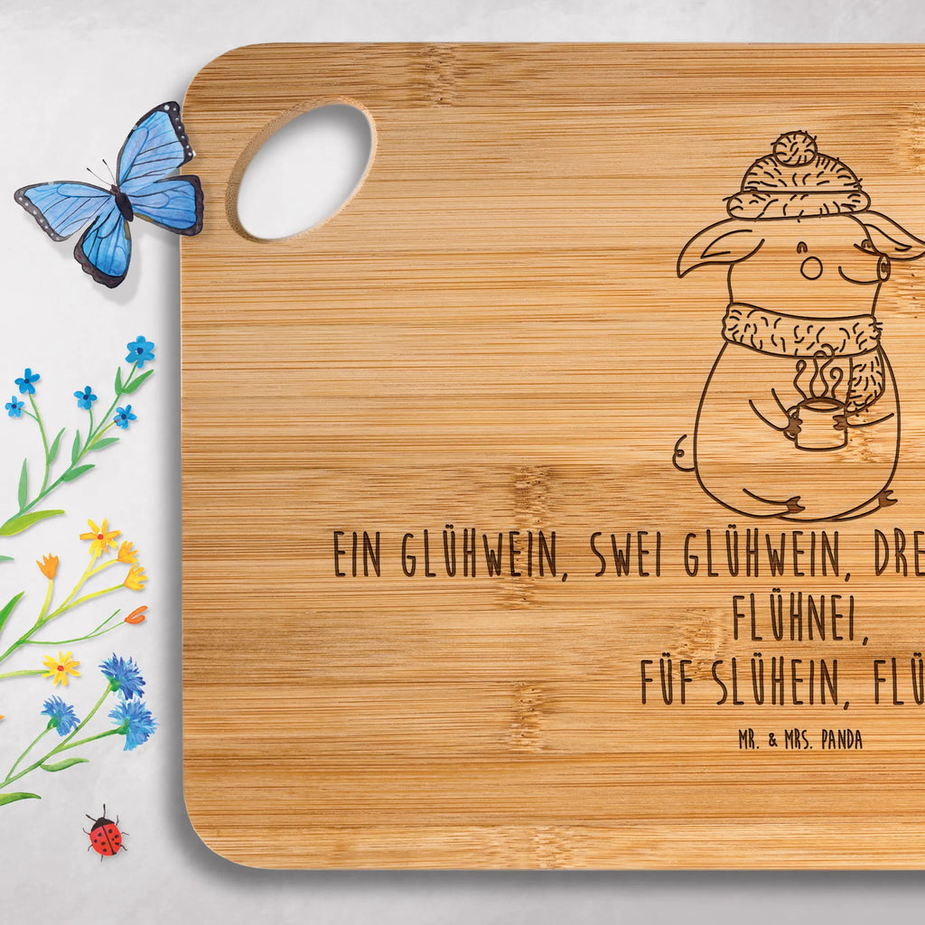 Bamboo chopping board piggy Mulled wine snow, Christmas time, mulled wine, saying, drunk, Christmas market
