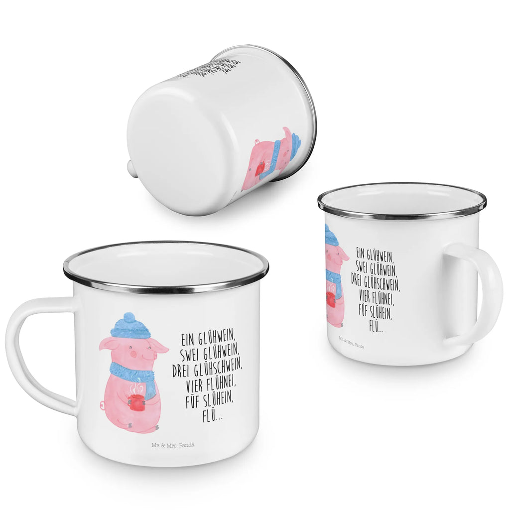 Kempingowy kubek emaliowany Świnka grzane wino Zima, Boże Narodzenie, dekoracje świąteczne, Mikołaj, Adwent, Wigilia, zimowy motyw