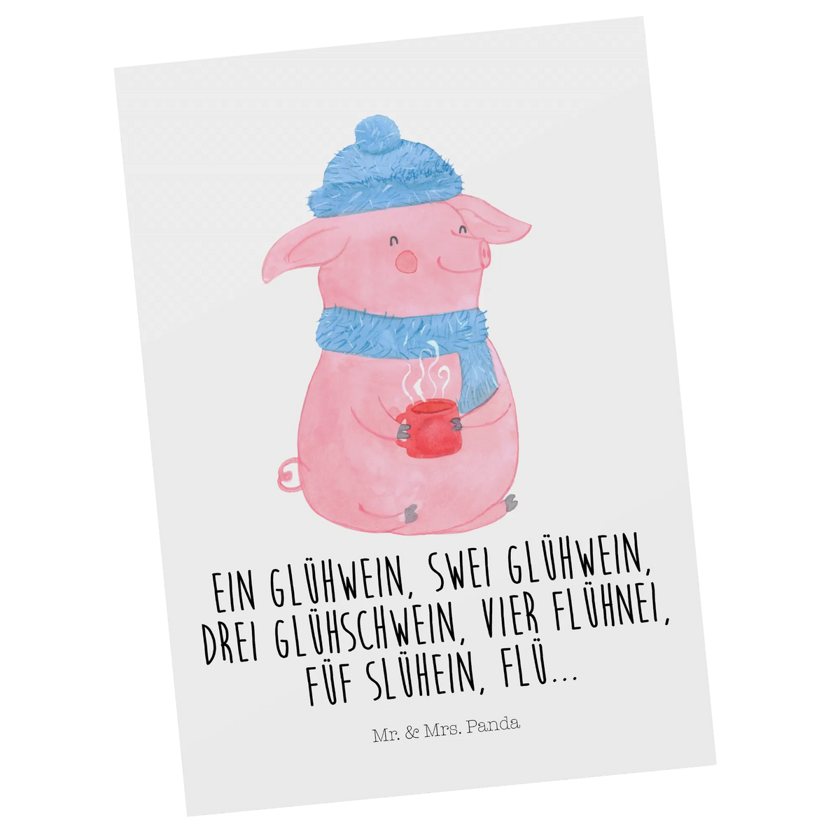 Postkarte Schweinchen Glühwein Designkarte, spruchkarte, Ansichtskarte, einzelkarte, bildkarte, Postkarte, Kunstkarten, Fotokarte, Motivkarte, Postkarten, Grußkarte, Ansichtskarten, kunstkarte, Wintermotiv, Winter, Weihnachtsdeko, Nikolaus, Weihnachten, Advent, Heiligabend, Betrunken, Glühwein, Spruch, Weihnachtsmarkt