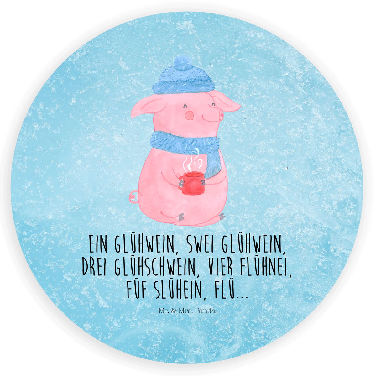 Rund Aufkleber Schweinchen Glühwein