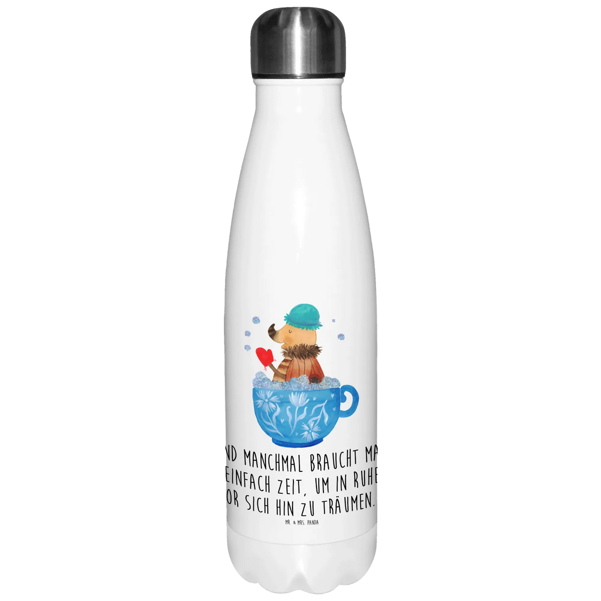 Insulated bottle Moth foam bath Thermos bottles, Thermos bottle, Thermos bottle 500ml, Thermos, stainless steel, small animals, cute, funny, cute animal motives, hand drawn, small world, funny sayings, good mood, happy, gifts, gift ideas, special gifts, animal lover, card, bathroom decoration, Moth, bath, cup, WC, dreamy, bathroom, dreaming, bubble bath, bathing, goals, time management