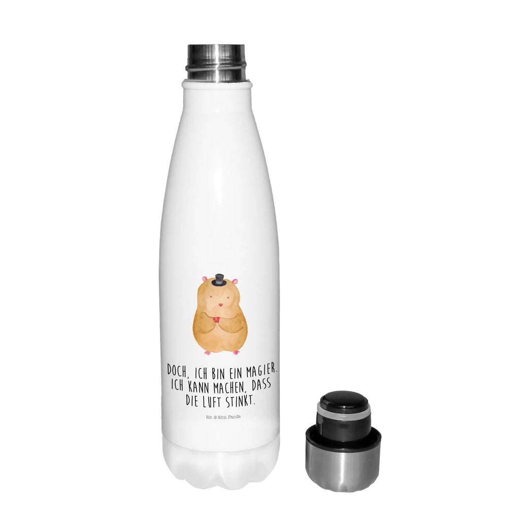 Insulated bottle hamster cap Thermos, stainless steel, Thermos bottle, Thermos bottle 500ml, Thermos bottles, small animals, cute, funny, cute animal motives, hand drawn, small world, funny sayings, good mood, happy, gifts, gift ideas, special gifts, animal lover, card, dwarf hamster, magician, Houdini, wizard, Hamster, top hat, hat