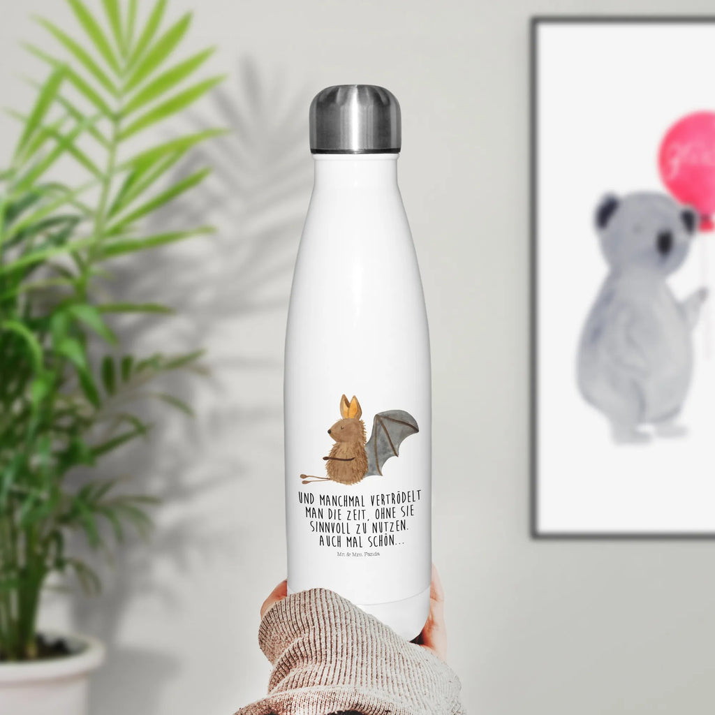 Insulated bottle bat Sit Thermos, Thermos bottle 500ml, Thermos bottle, stainless steel, Thermos bottles, small animals, cute, funny, cute animal motives, hand drawn, small world, funny sayings, good mood, happy, gifts, gift ideas, special gifts, animal lover, card, relax, motivation, bat, bats