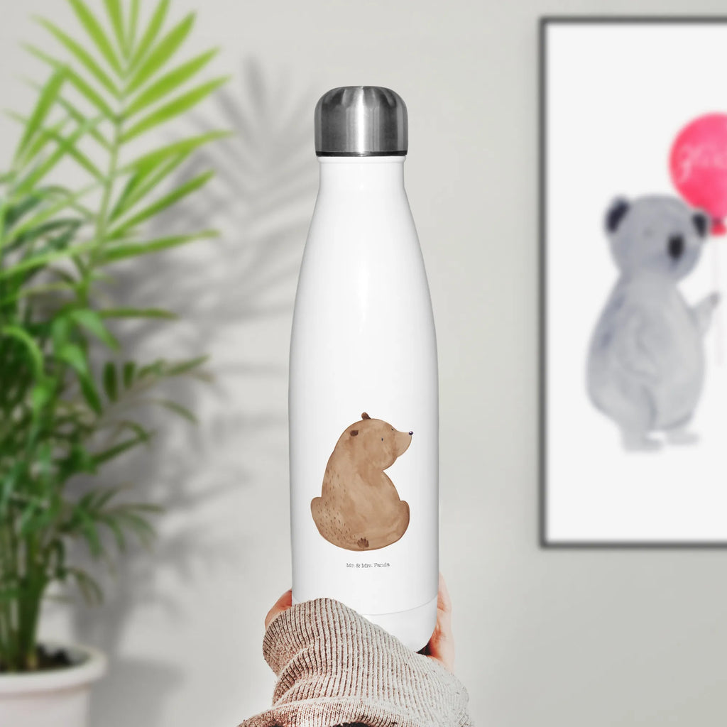 Insulated bottle bear shoulder look Thermos, Thermos bottles, Thermos bottle 500ml, Thermos bottle, stainless steel, bear, teddy, teddy bear, cuddly toy, bears, bear love, world view, motivation, self-esteem, wisdom