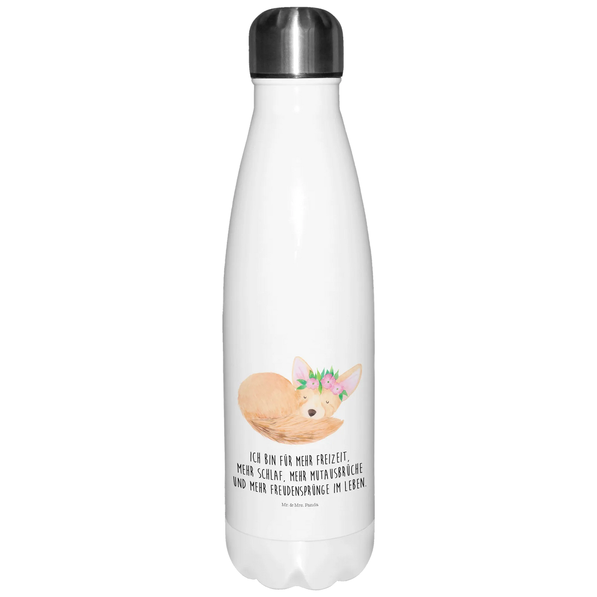 Insulated bottle desert fox Flower Africa, desert fox, flowers, wreath of flowers, desert