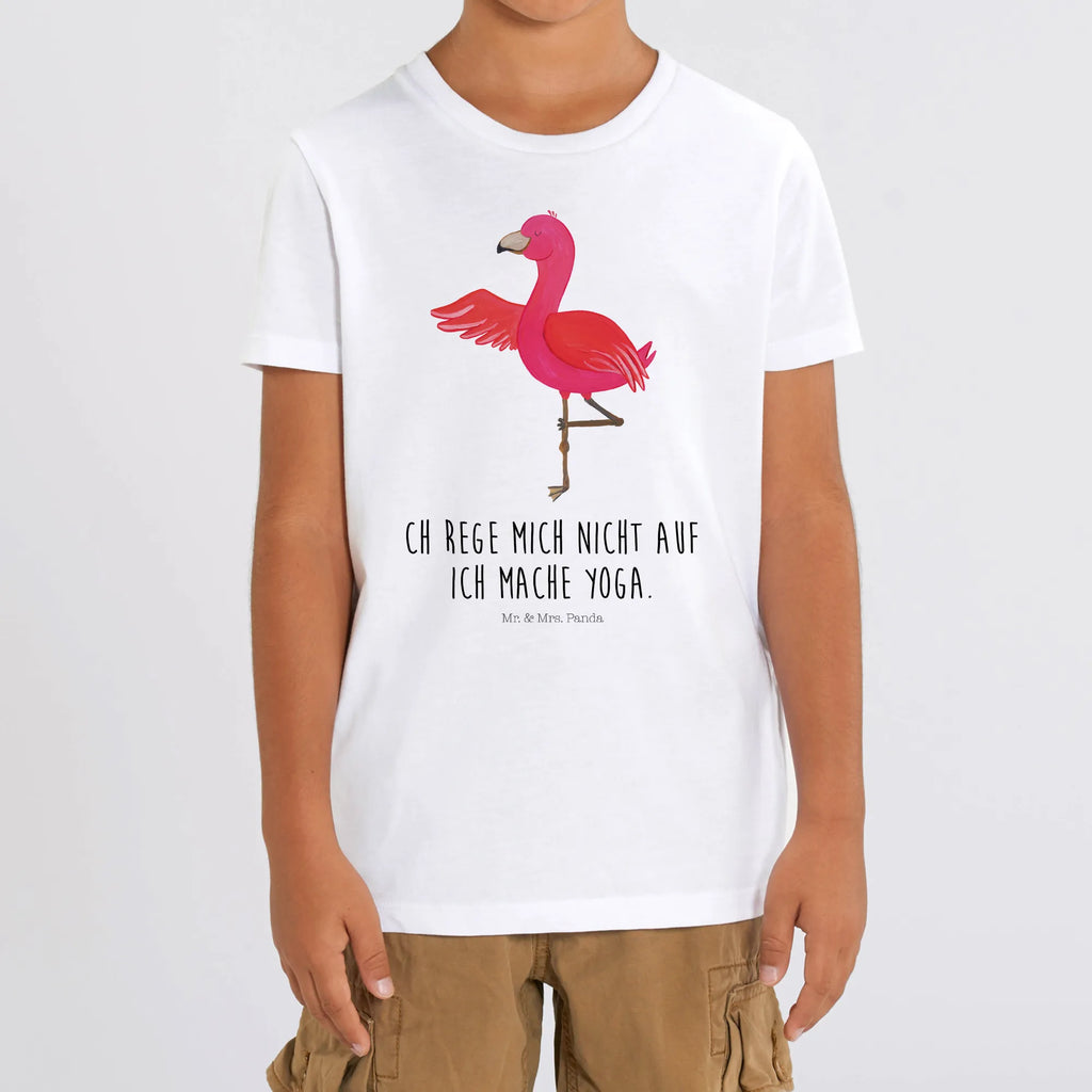 Organiczna koszulka dziecięca Flamingo joga Kinder T-Shirt Jungen, Kinder T-Shirt Mädchen, Kinder T-Shirt, Flamingo, Entspannung, Yoga, Tiefenentspannung, Namaste, Aufregen, Ärger, Achtsamkeit, Yoga-Übung, Vogel