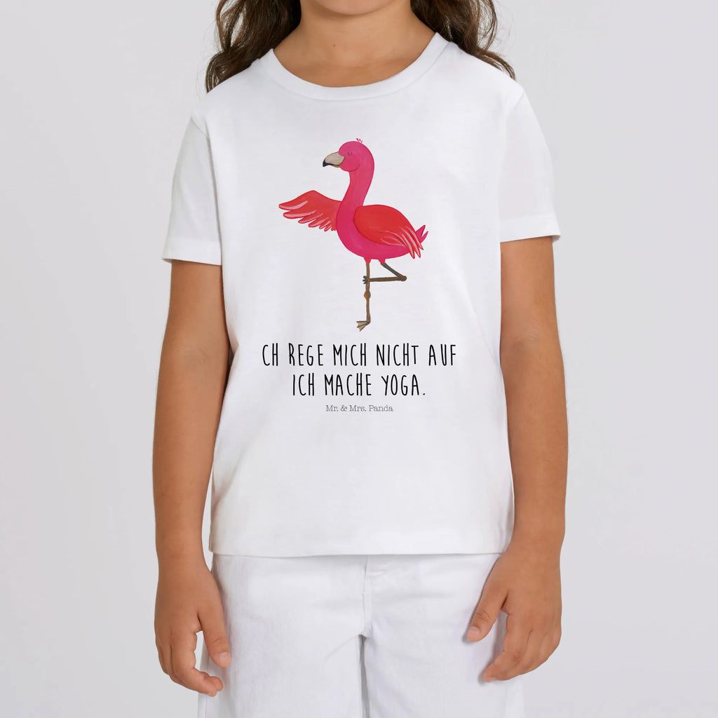 Organiczna koszulka dziecięca Flamingo joga Kinder T-Shirt Jungen, Kinder T-Shirt Mädchen, Kinder T-Shirt, Flamingo, Entspannung, Yoga, Tiefenentspannung, Namaste, Aufregen, Ärger, Achtsamkeit, Yoga-Übung, Vogel