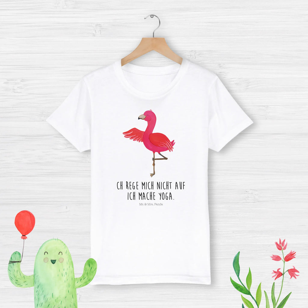 Organiczna koszulka dziecięca Flamingo joga Kinder T-Shirt Jungen, Kinder T-Shirt Mädchen, Kinder T-Shirt, Flamingo, Entspannung, Yoga, Tiefenentspannung, Namaste, Aufregen, Ärger, Achtsamkeit, Yoga-Übung, Vogel