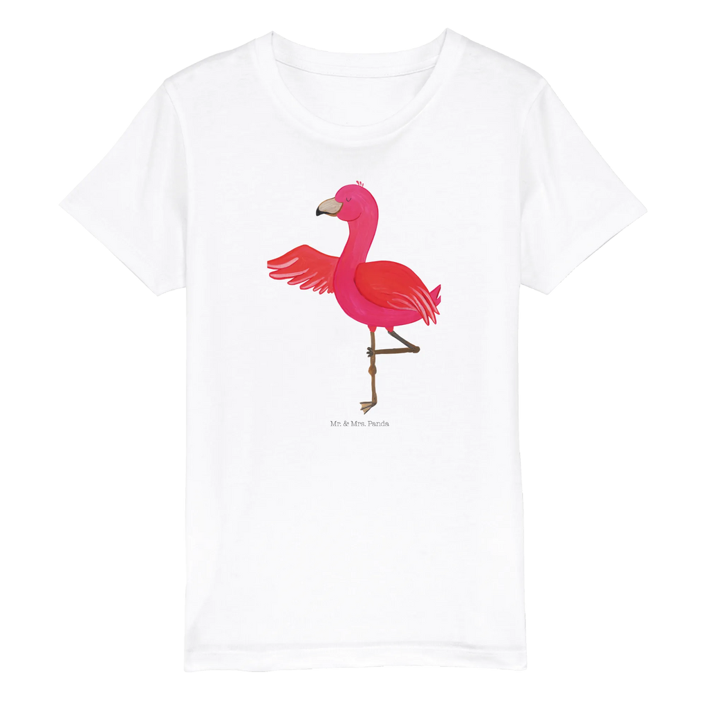 Organiczna koszulka dziecięca Flamingo joga Kinder T-Shirt Jungen, Kinder T-Shirt Mädchen, Kinder T-Shirt, Flamingo, Entspannung, Yoga, Tiefenentspannung, Namaste, Aufregen, Ärger, Achtsamkeit, Yoga-Übung, Vogel