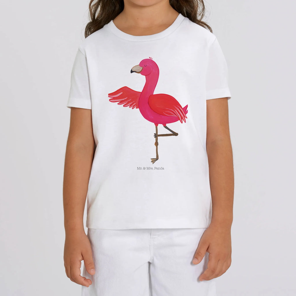 Organiczna koszulka dziecięca Flamingo joga Kinder T-Shirt Jungen, Kinder T-Shirt Mädchen, Kinder T-Shirt, Flamingo, Entspannung, Yoga, Tiefenentspannung, Namaste, Aufregen, Ärger, Achtsamkeit, Yoga-Übung, Vogel