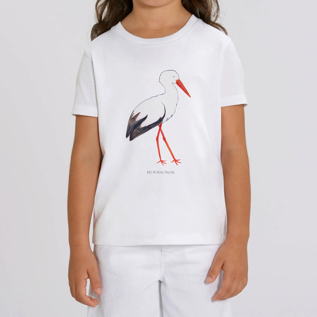 Organiczna koszulka dziecięca Bocian Kinder T-Shirt Mädchen, Kinder T-Shirt, Kinder T-Shirt Jungen, Gute Laune, Tiere, Tiermotive, Lustige Sprüche, Schwangerschaft, Baby, Schwanger, Storch, Babybauch, Geburt, Mutter, Störche, Mütter, Mutter Werden